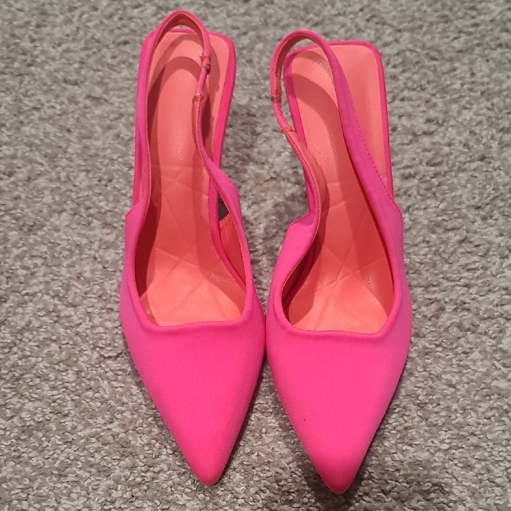 Elegant Neon Pink Slingback Heels